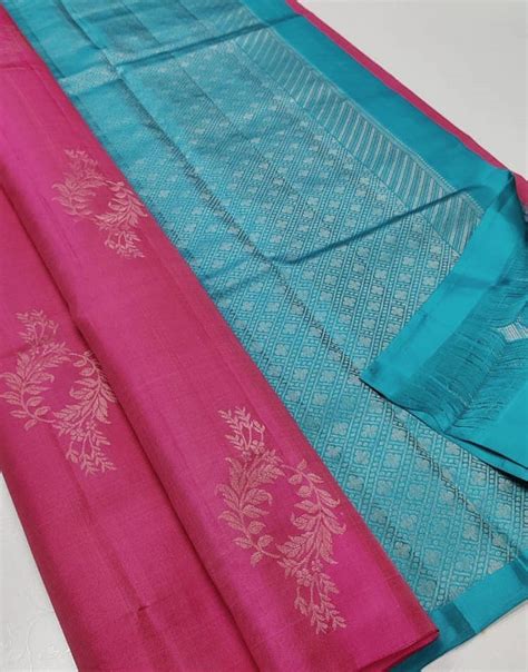 Rani Pink & Sky Blue Soft Silk Saree With Zari Weaving Work – Sareewave