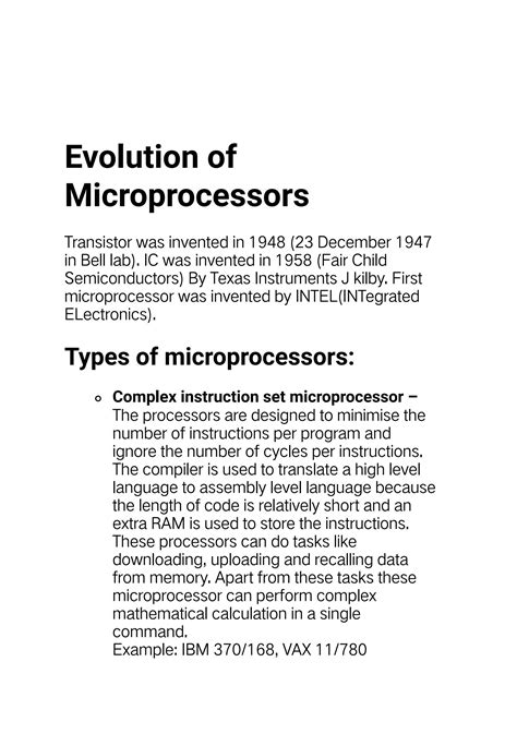 Evolution of Microprocessor Tabular Form 的图像结果