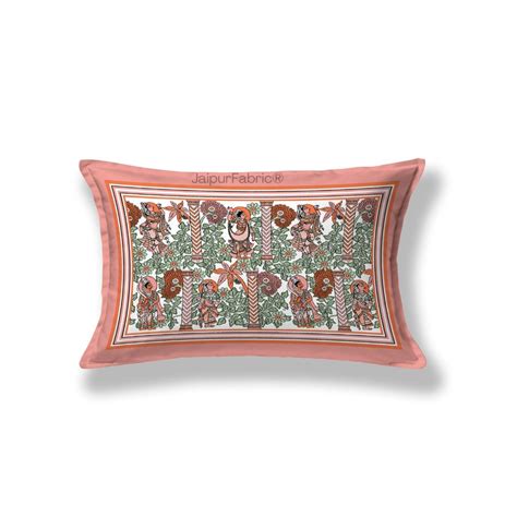 Pattachitra collection Peach and Green Single Bedsheet – JaipurFabric®