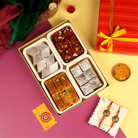 Indian Classic Mithai Box with Bhaiya Bhabhi Rakhi Set – Kesar Sweets