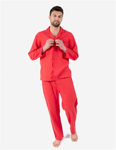 Mens Red Solid Color Flannel Pajamas – Leveret Clothing
