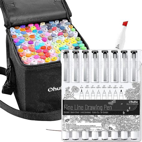 Buy OhuhuFineliner Pens 8 Sizes Micro Pens Pigment Black Ink Waterproof ...