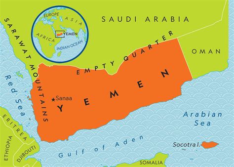 Yemen Border Countries Highly Detailed Yemen Map With Flag, Capital