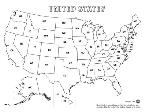 Printable USA Map with States Abbreviations