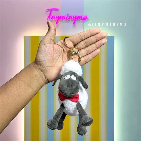 Plush Sheep with Bow 3D Keychain Online