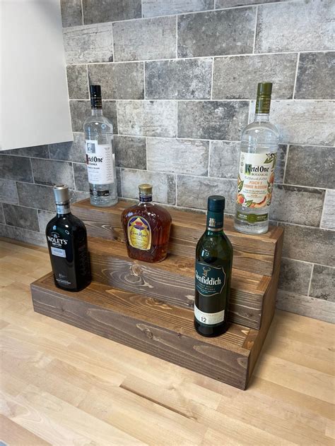 Handmade Tiered Liquor Bottle Display – Wooden Bar Organizer - Etsy