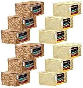 Kuber Industries Metalic Printed 12 Piece Non Woven Fabric Saree Cover ...