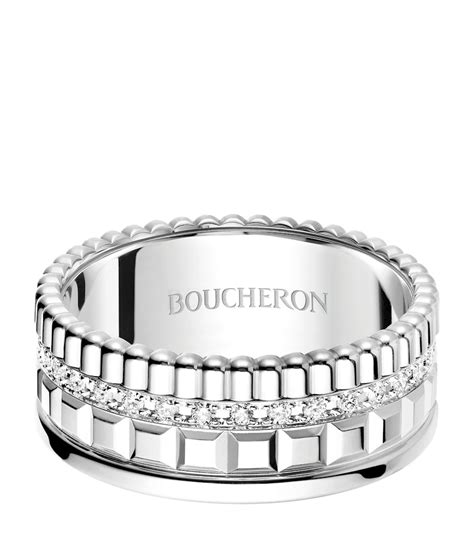 Boucheron Small White Gold and Diamond Quatre Radiant Ring | Harrods US