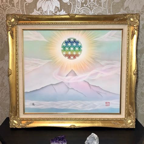 【風水絵画】ヒマラヤ山脈エベレスト神聖幾何学模様フラワーオブライフF10号額縁付 | Ryo-art and design