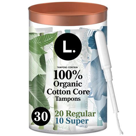 L. Organic Cotton Tampons DuoPack - Regular/Super Absorbency, 30 Ct ...