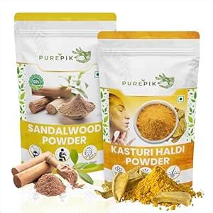 Pure Pik Sandalwood Powder for face pack 100g + Kasturi Haldi Powder ...