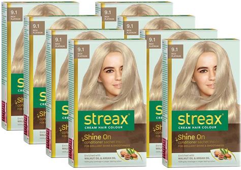 Streax Cream Hair Colour Golden Blonde, 60ml Pack of 8 , Rich Platinum ...
