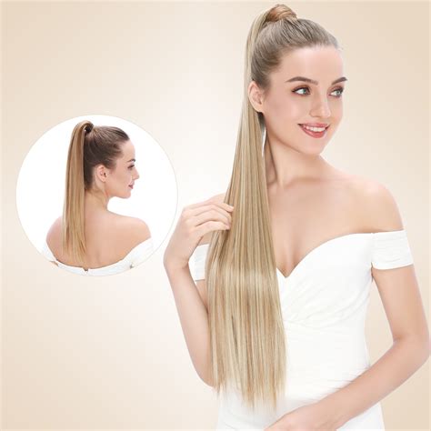 Ash Blonde Highlight Velcro Ponytail Extension – segohair.com