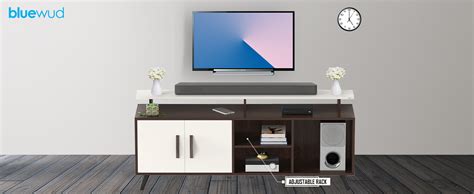 BLUEWUD Skiddo Engineered Wood Floor Standing TV Entertainment Unit Set ...