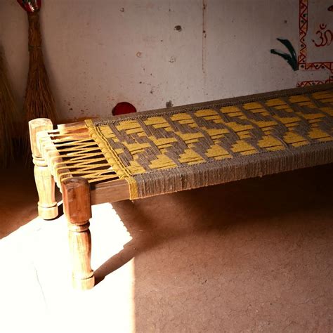 Buy Handwoven Jute and Textile Wooden Bed Online | Sirohi