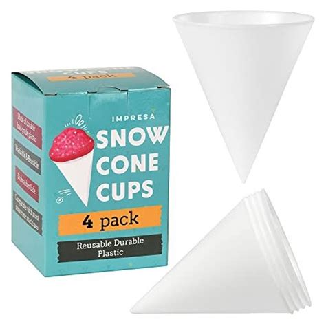 IMPRESA [4 Pack] Plastic Reusable Snow Cone Cups for Your Snow Cone ...