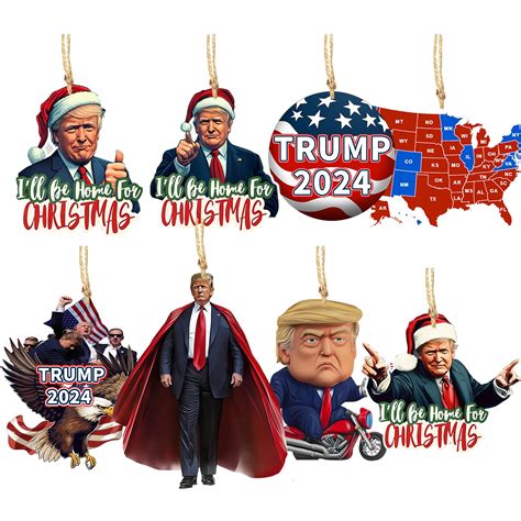 Amazon.com: 8 Pack Trump Wooden Christmas Ornaments 2024, Funny Trump ...
