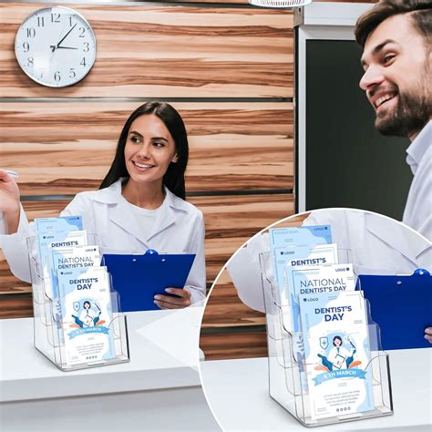 Buy Crtiin 2 Pieces Acrylic Brochure Holder Brochure Display Stand 4 ...