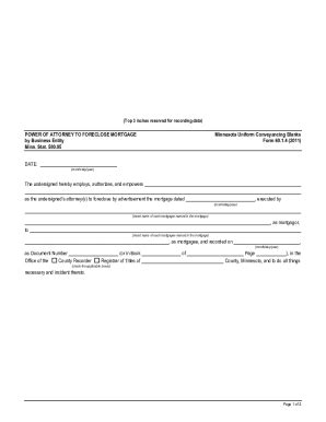 Minnesota Power of Attorney to Foreclose Mortgage - Blank Fillable ...