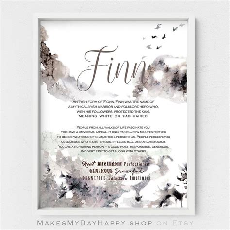 Finn Name Meaning,toddler Birthday Gift,foggy Landscape,irish Name ...