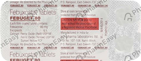 Febuget 80 MG Tablet (10): Uses, Side Effects, Price & Dosage | PharmEasy