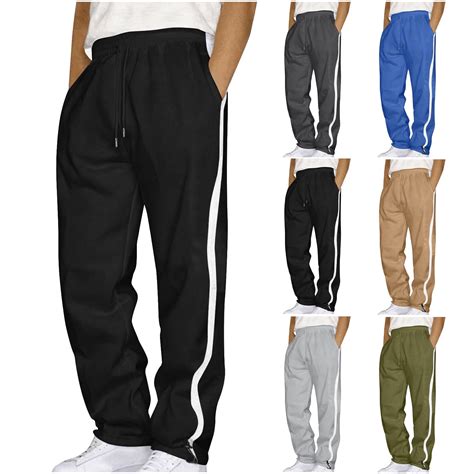 YLSDY Men's Straight Leg Sweatpants with Side Stripe Drawstring Closure ...