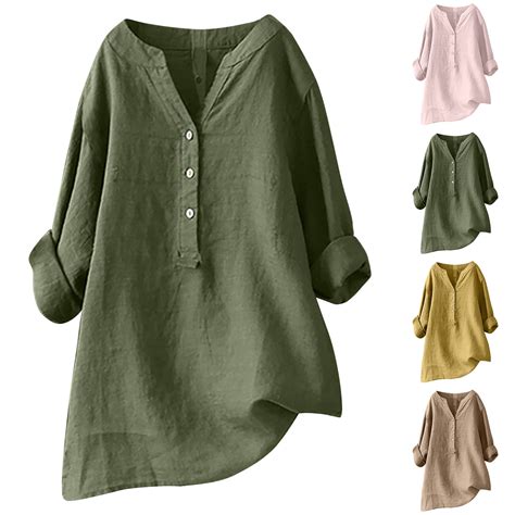 Womens Plus Size Tops,Womens Blouses Clearance,Women's V-Neck Long ...