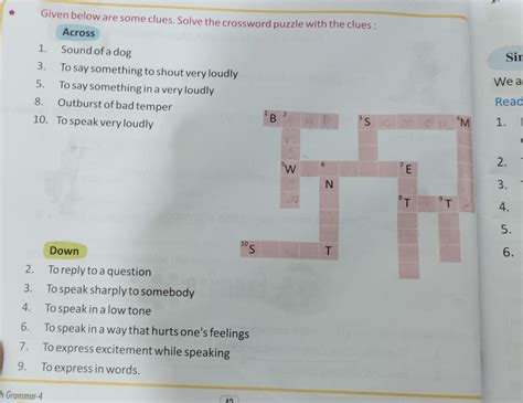 Dear Sir, Ma'am Given below are some clues. Solve the crossword puzzle ...