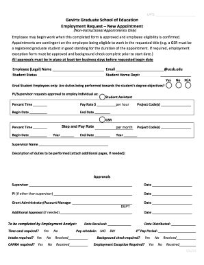 2020-2026 Form UCSB GGSE Employment Request - New Appointment - Blank ...