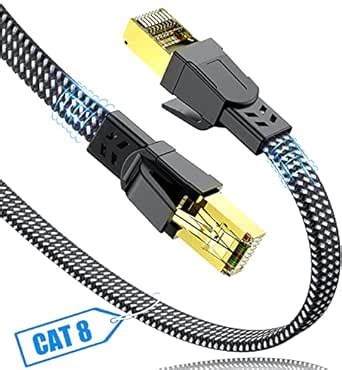 LAN Cable, 6.6 ft (2 m), SWECENT CAT8 Category 8 Ethernet Cable, RJ45 ...