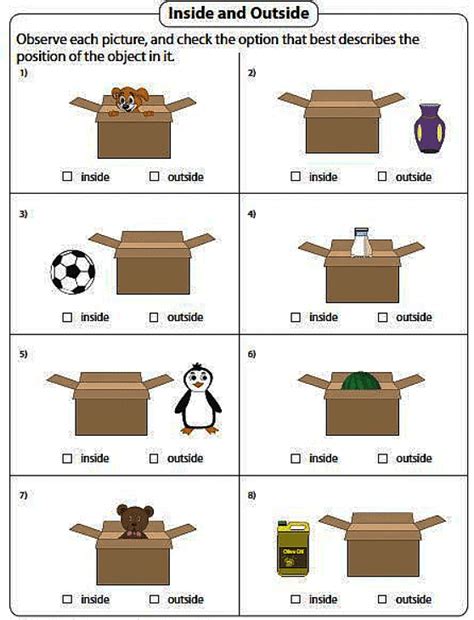 Worksheet Solutions: Inside and Outside - Maths for LKG PDF Download