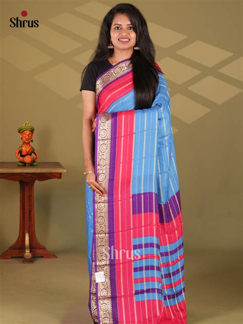Blue & Purple- Semi Mysore silk saree