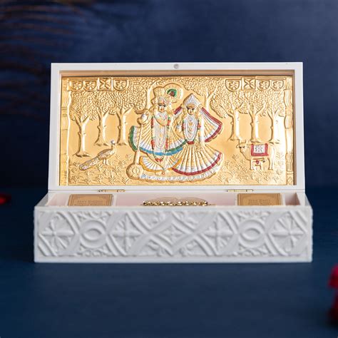 Svastika Radhe Krishna Pocket Temple - Gold & Silver Plated