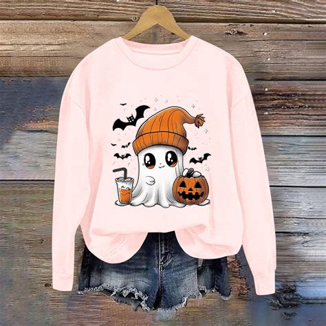 SOOMLON Halloween Shirts for Women Long Sleeve Halloween Witch T-Shirt ...