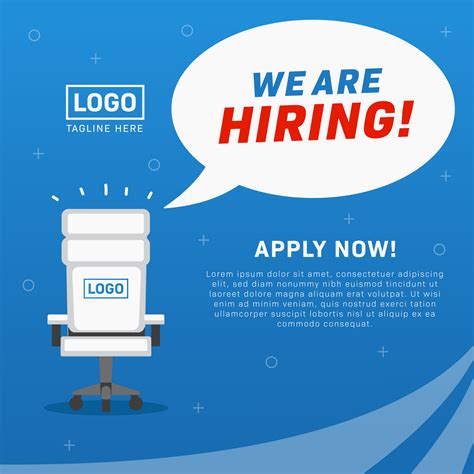 we are hiring, job vacancy poster with empty office chair illustration ...