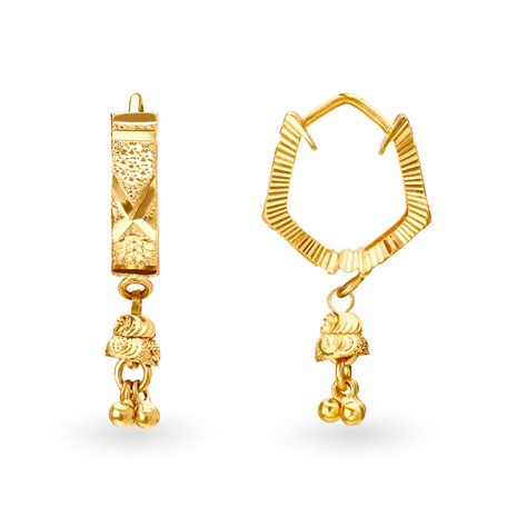 Contemporary Gold Chandelier Bell Hoops