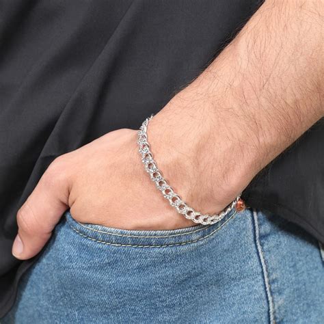 Modern Masculinity Rhodium Plated 925 Sterling Silver Men's Bracelets ...