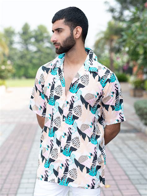 Buy Half Sleeves Multi Floral Printed Oversized Crepe Shirt online