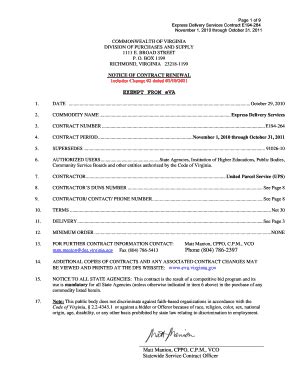Fillable Online dps dgs virginia Express Delivery Services Contract ...