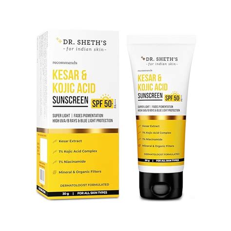 Buy Dr. Sheth's Kesar & Kojic Acid Sunscreen | SPF 50+ PA ...