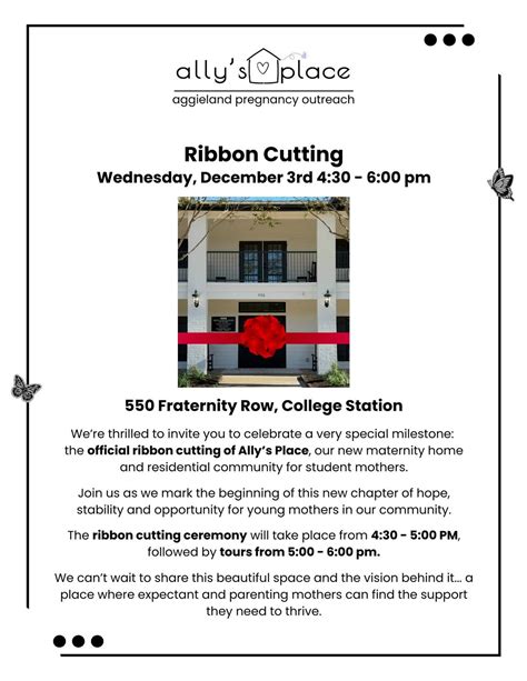 Ally’s Place Ribbon Cutting , 550 Fraternity Row, College Station, TX ...