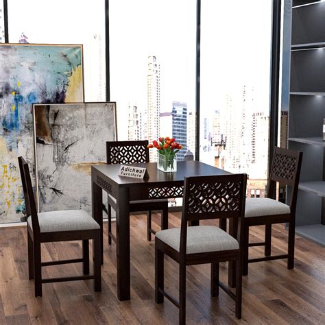 Adichwal Furniture Solid Sheesham Wood 4 Seater Dining Table Set with ...