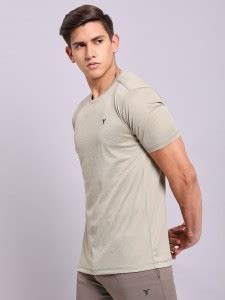 TECHNOSPORT Solid Men Round Neck Beige T-Shirt - Buy TECHNOSPORT Solid ...