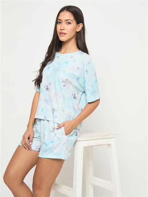 mSECRET Tie and Dye Top and Bottom Aqua Blue Nightsuit – Madame