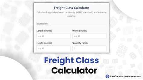 Freight Class Calculator – CarsCounsel