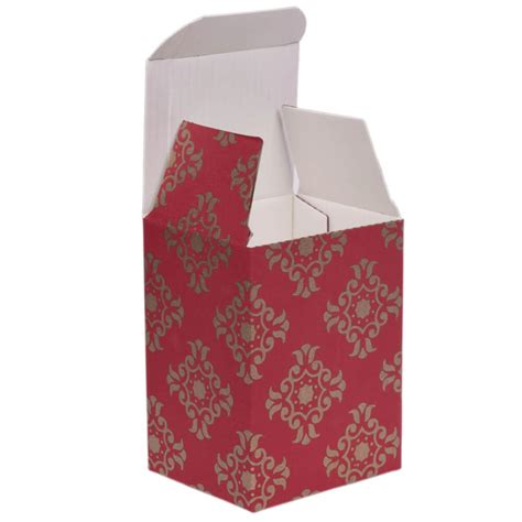 Regency Red Damask Reverse Tuck Box - 5x1.25x5 | Gift Boxes, Eflute Cartons