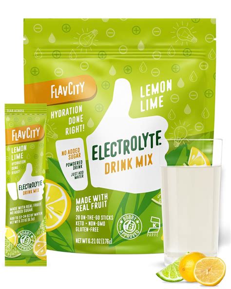 Amazon.com: FlavCity Lemon Lime Electrolytes Powder Packets - 28 ...
