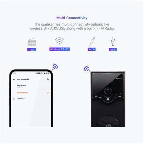 Zebronics BT505RUCF Tower Speaker - 50W, Wireless mic, LED