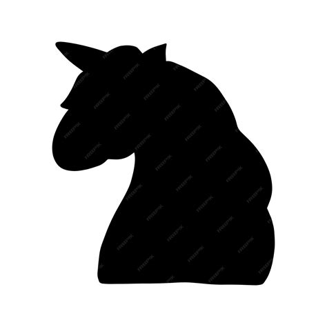 Jednorożec koń z rogiem i długą grzywą i ogonem w profilu mistyczne ...