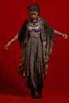 Buy Gray Silk Beads, Tassels Open Neck Ritu Midi Kaftan Jacket For ...